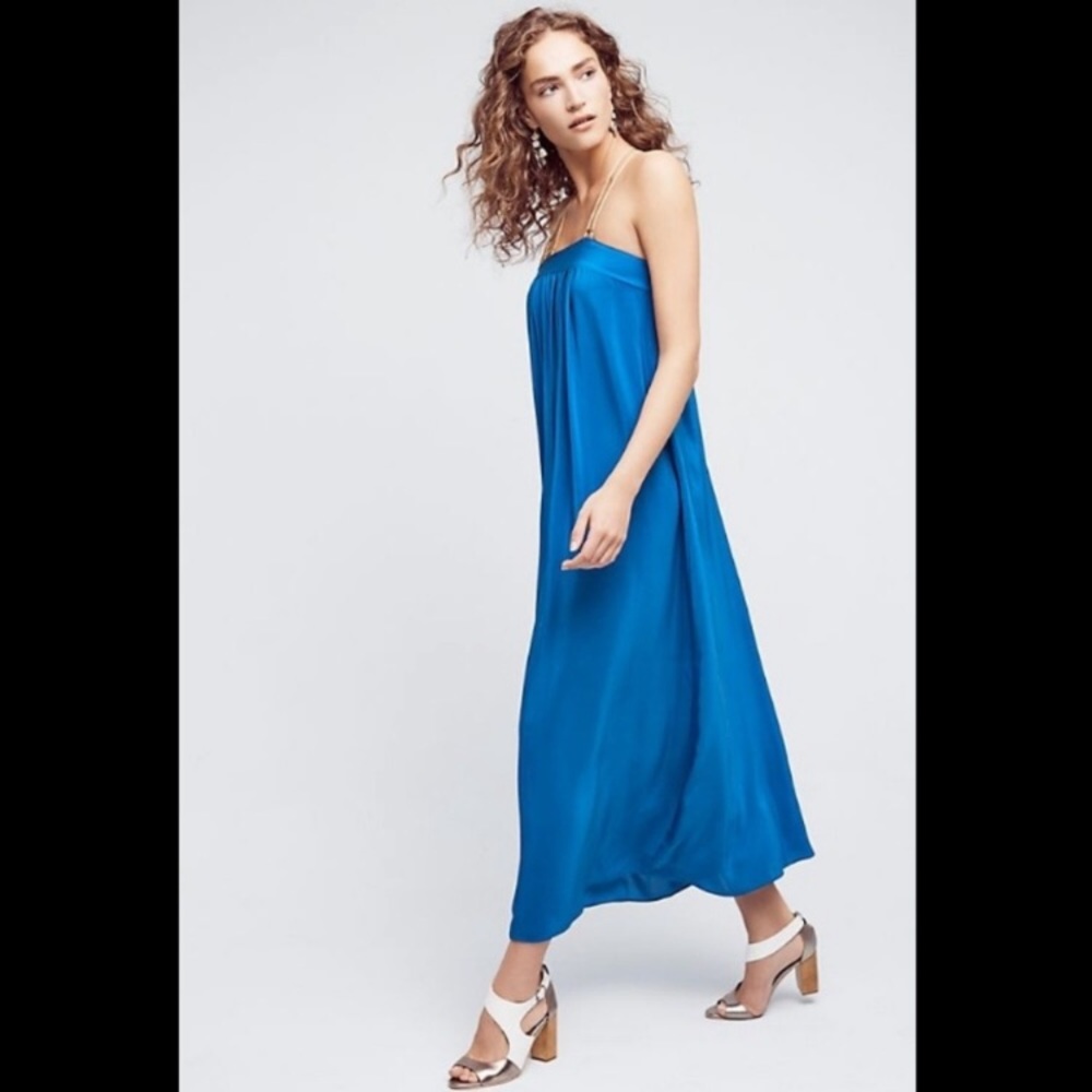Anthropology HD in Paris blue silk maxi dress